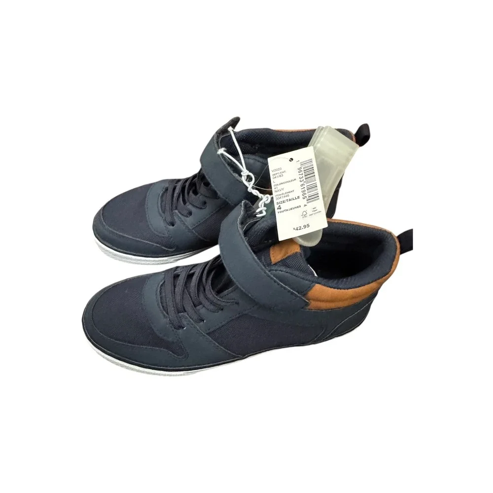 The Childrens Place Boys Navy High Top Sneakers Hook and Loop Size 4 NEW‎ NWT